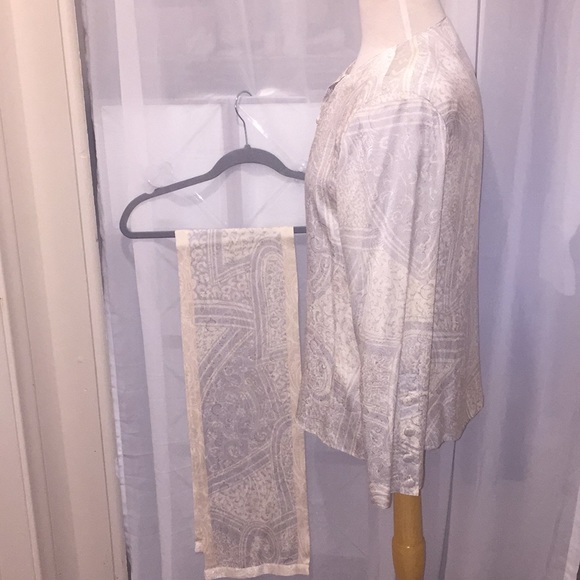 Silk Blouse and Scarf Set EUC 🐝 Size 12 - Picture 5 of 8